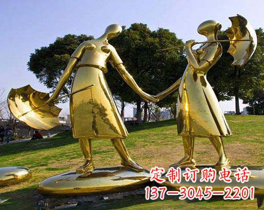 无锡长伴相守,情缘两生——不锈钢抽象情侣雕塑