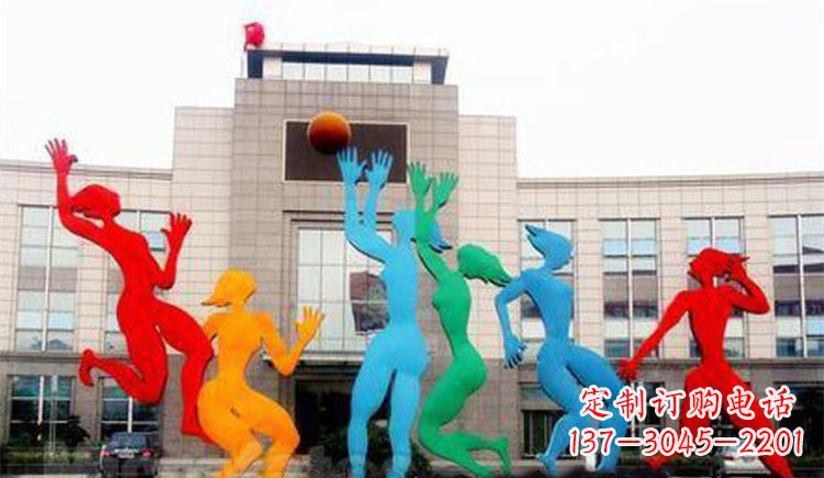 无锡激情运动的写照不锈钢女孩打篮球雕塑