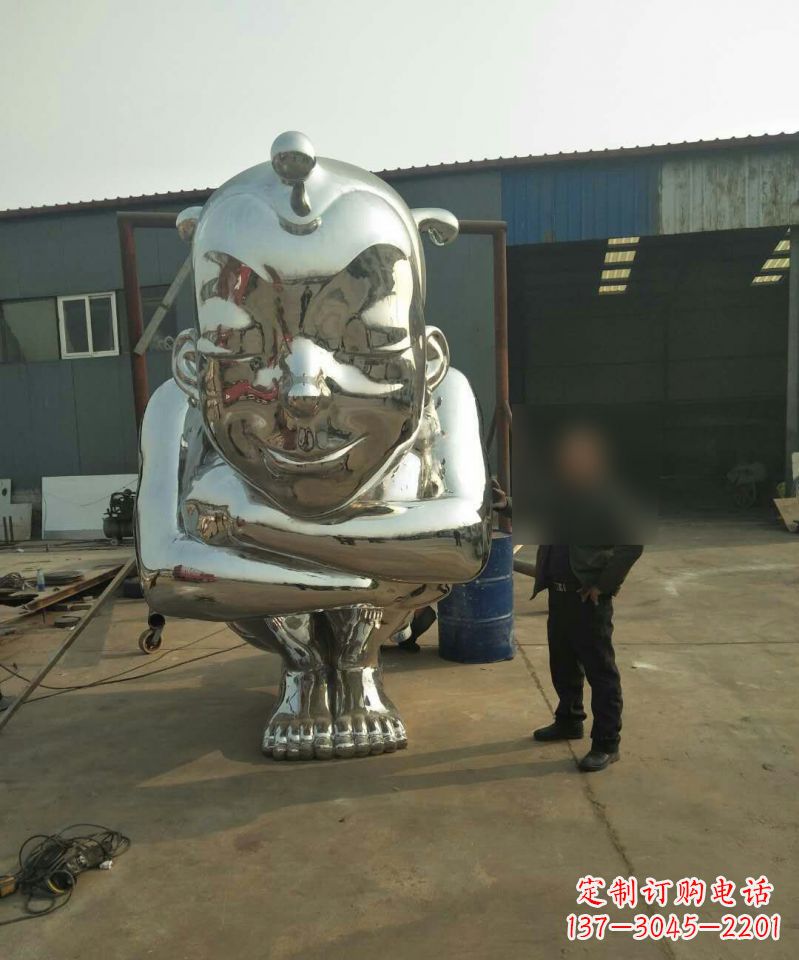 无锡大型不锈钢蹲着的儿童雕塑