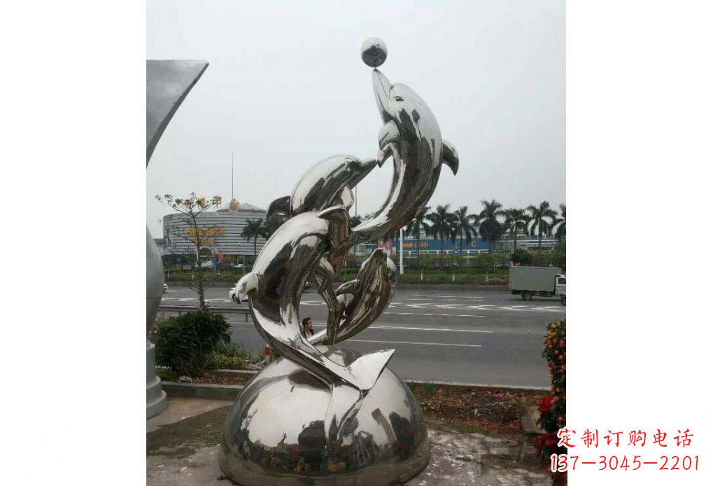 无锡海豚系列不锈钢顶球雕塑