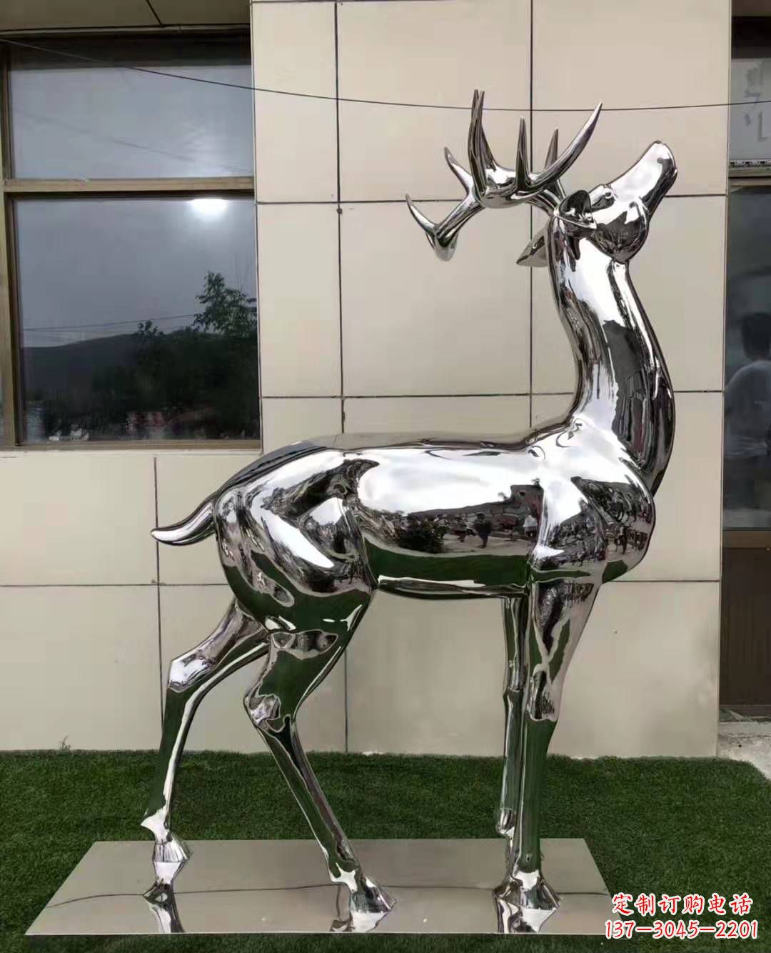 无锡不锈钢艺术品精美梅花鹿雕塑