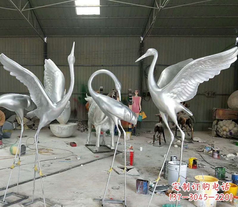 无锡艺术雕刻仙鹤不锈钢雕塑