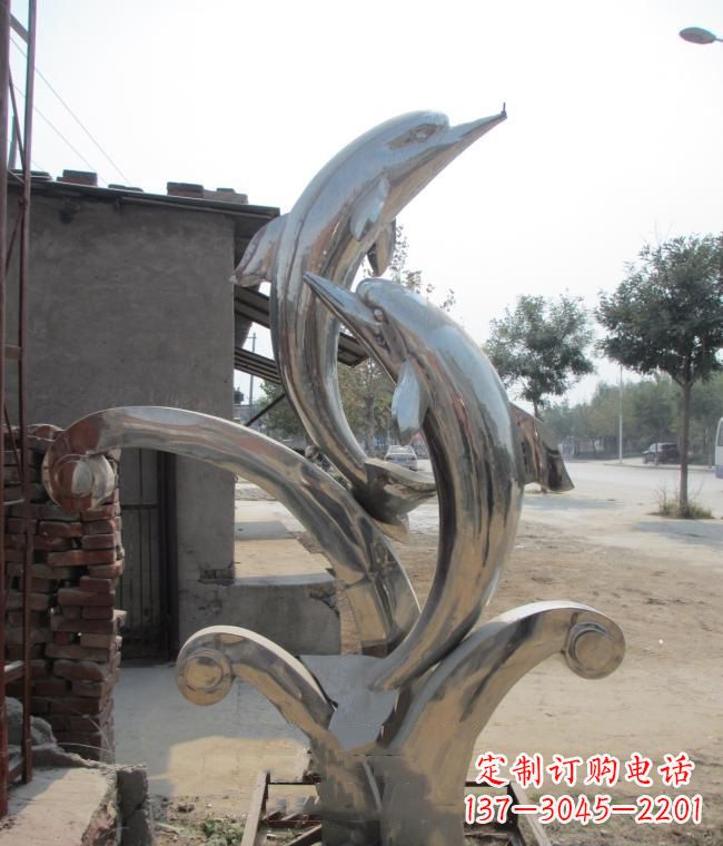 无锡倾情展示——室外可靠不锈钢海豚雕塑