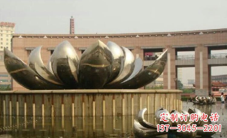 无锡廊中领雕塑优质的不锈钢荷花雕塑