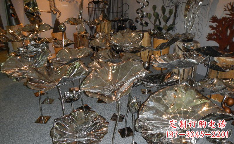 无锡抛光不锈钢荷叶雕塑