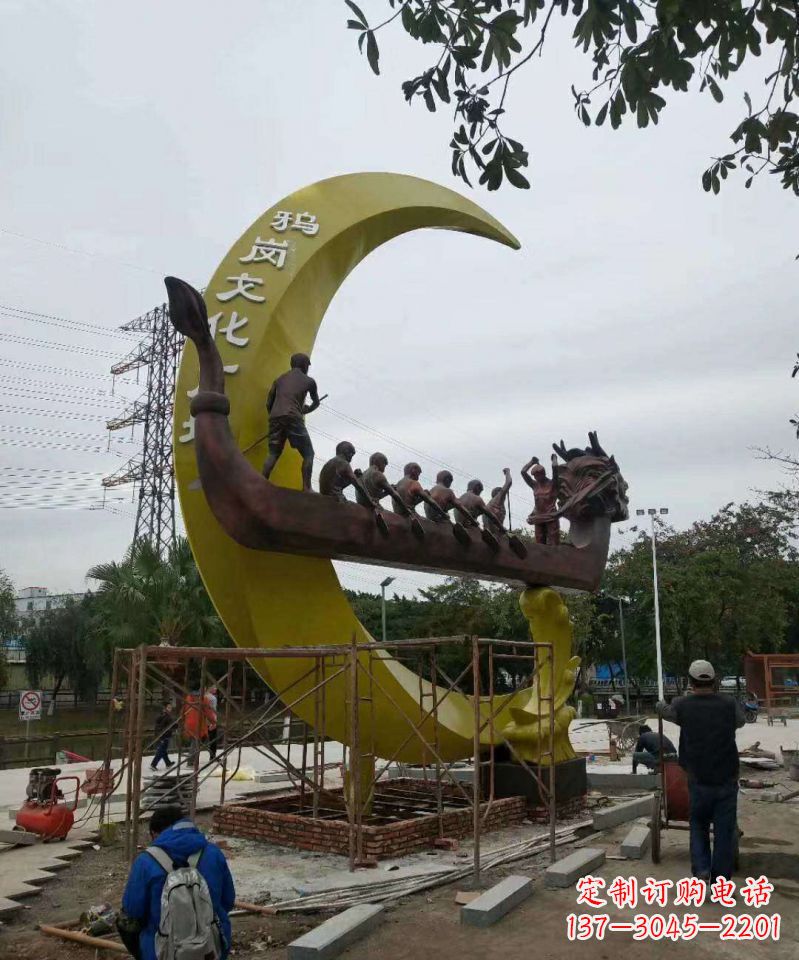 无锡艺术型不锈钢龙舟雕塑