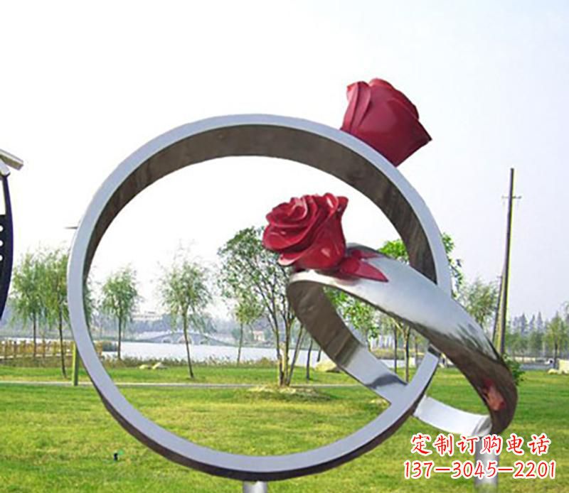 无锡不锈钢景观婚戒雕塑