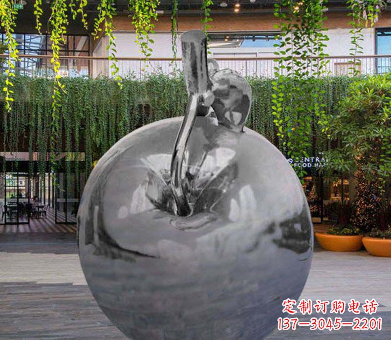 无锡公园时尚不锈钢镜面苹果雕塑