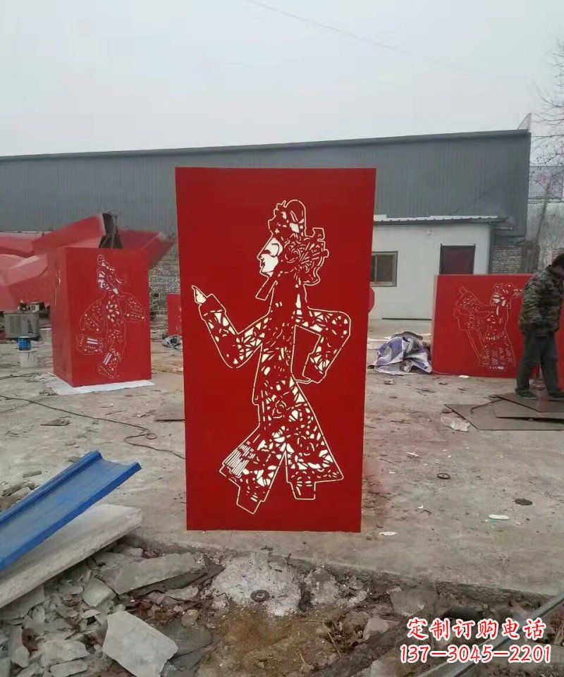 无锡不锈钢灯罩皮影戏人物雕塑