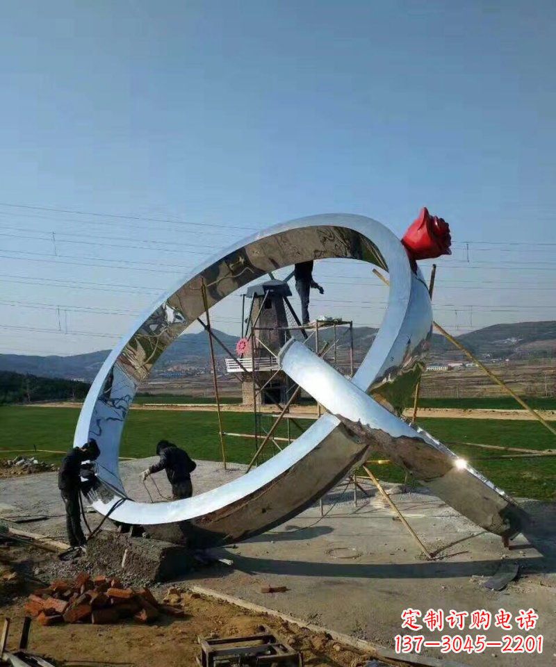 无锡精美不锈钢玫瑰景观雕塑