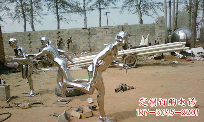 无锡精致美丽的不锈钢跑步女孩雕塑