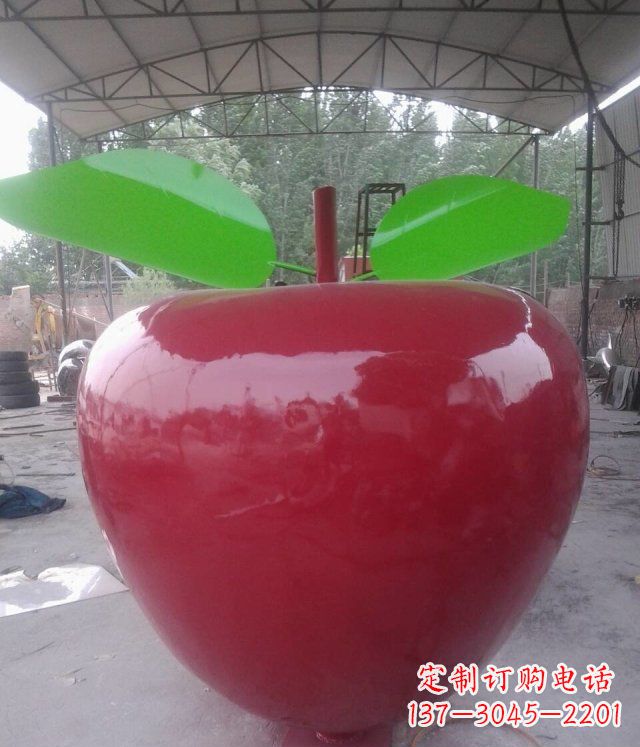 无锡黑凤凰不锈钢苹果景观雕塑