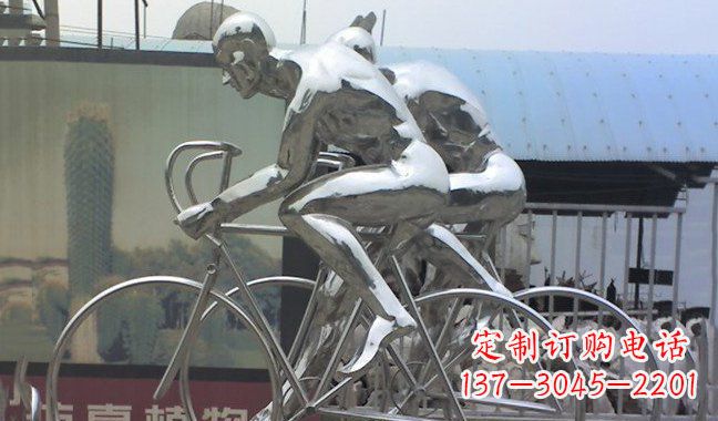 无锡不锈钢骑行自行车雕塑