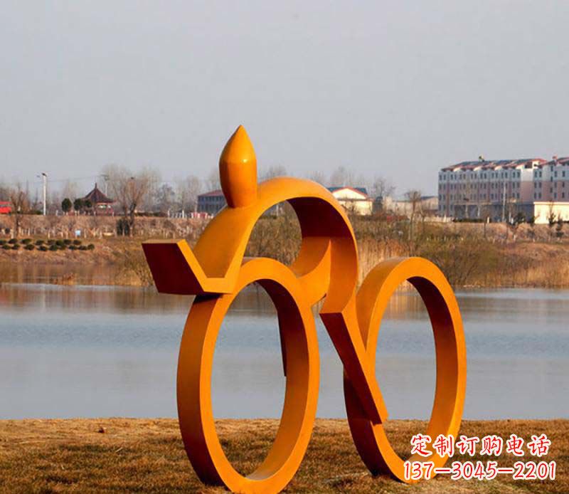 无锡产品名称健康运动不锈钢骑自行车人物雕塑