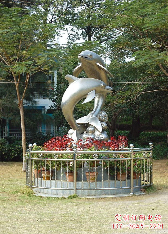 无锡不锈钢踏浪海豚雕塑