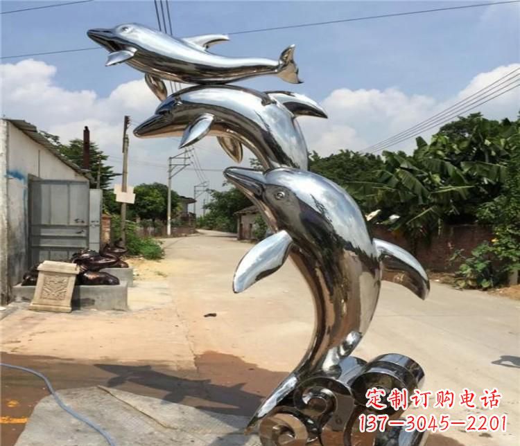 无锡冲浪海豚不锈钢雕塑
