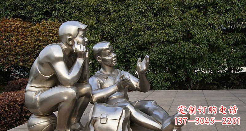 无锡一起勇敢长大——不锈钢学生雕塑