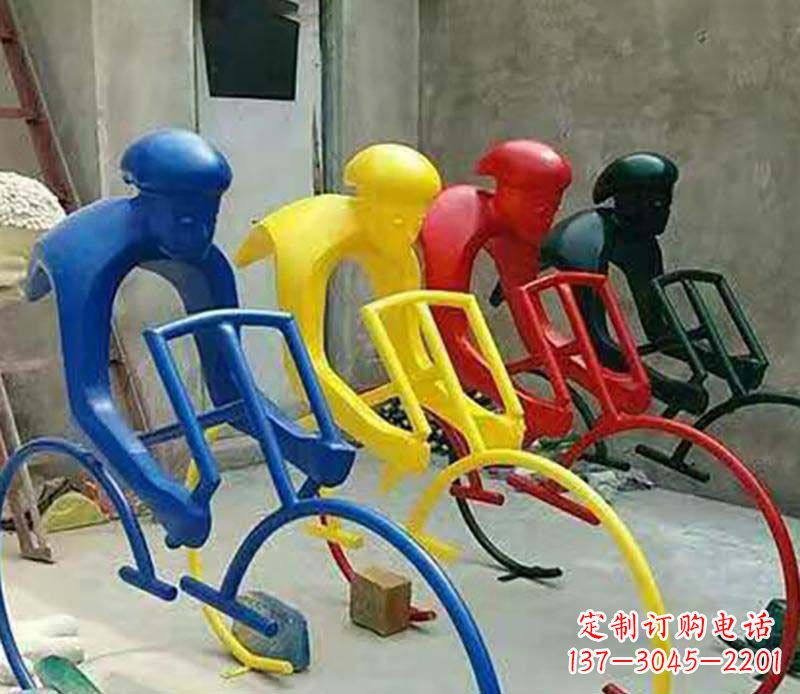 无锡不锈钢自行车运动人物景观雕塑