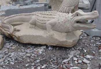 无锡鳄鱼黄沙岩动物石雕精致装饰您的家