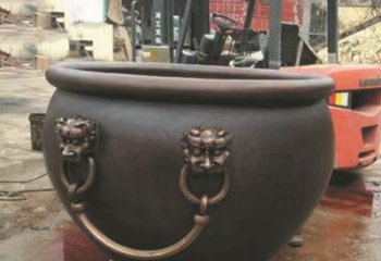 无锡非凡形态的铜雕狮子头水缸