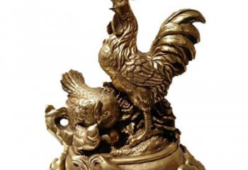 无锡匠心工艺 公鸡全家福铜雕塑