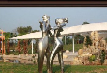 无锡一对动感传情的不锈钢跳舞情侣雕塑