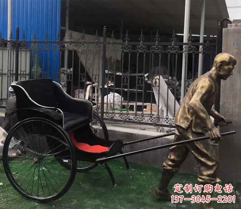 无锡欣赏精美的手工雕刻车夫青铜雕塑