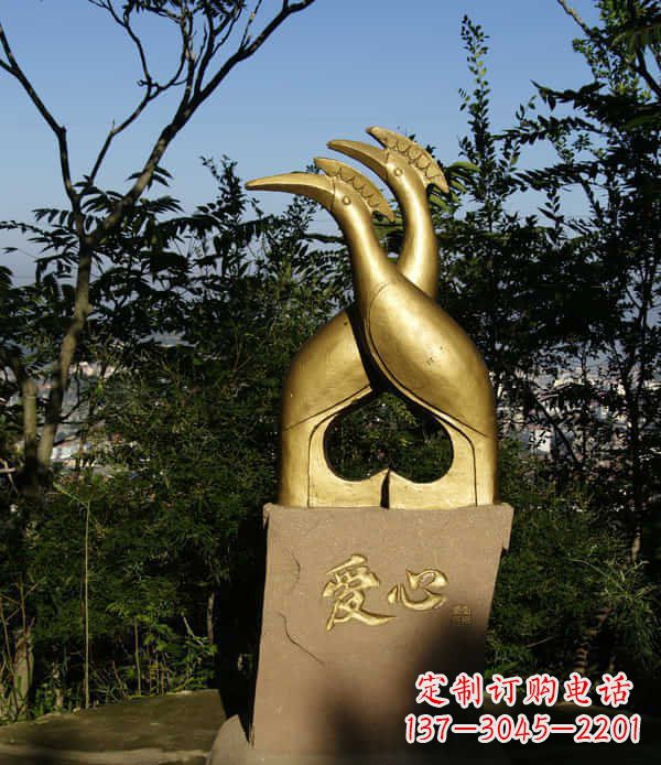无锡公园抽象爱心孔雀景观铜雕