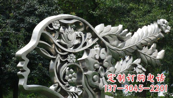 无锡高雅美貌不锈钢美女头象雕塑