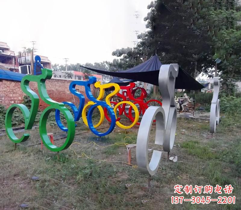 无锡抽象不锈钢自行车雕塑