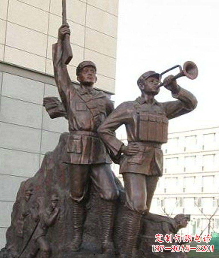 无锡革命精神熠熠冲锋号铜雕