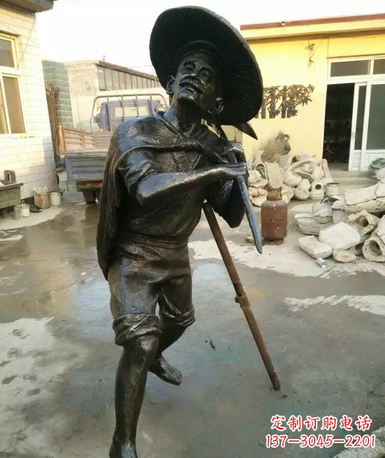 无锡公园渔夫铜雕