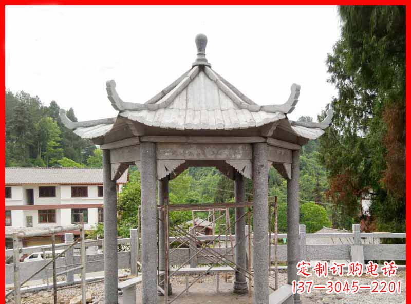 无锡精美大理石六角石凉亭雕塑