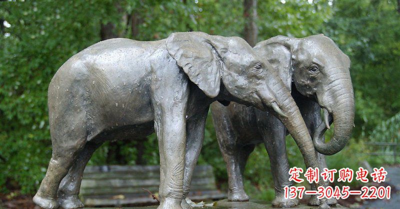 无锡公园大象动物铜雕 (2)