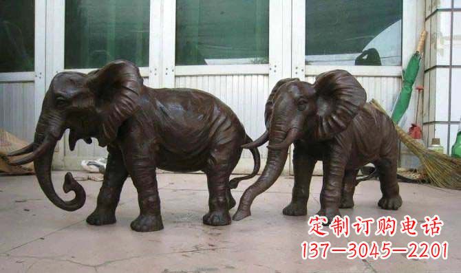 无锡公园大象招财动物铜雕
