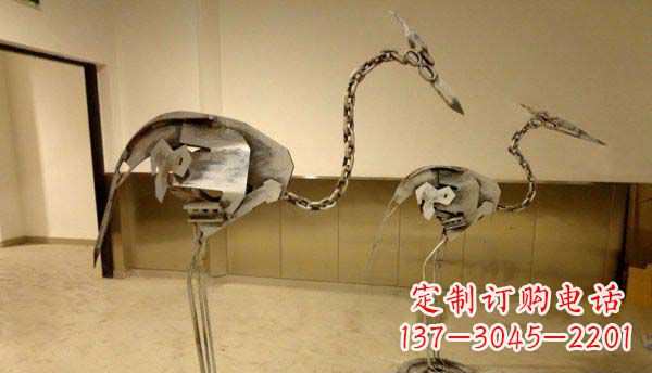 无锡中领雕塑定制 不锈钢抽象仙鹤雕塑