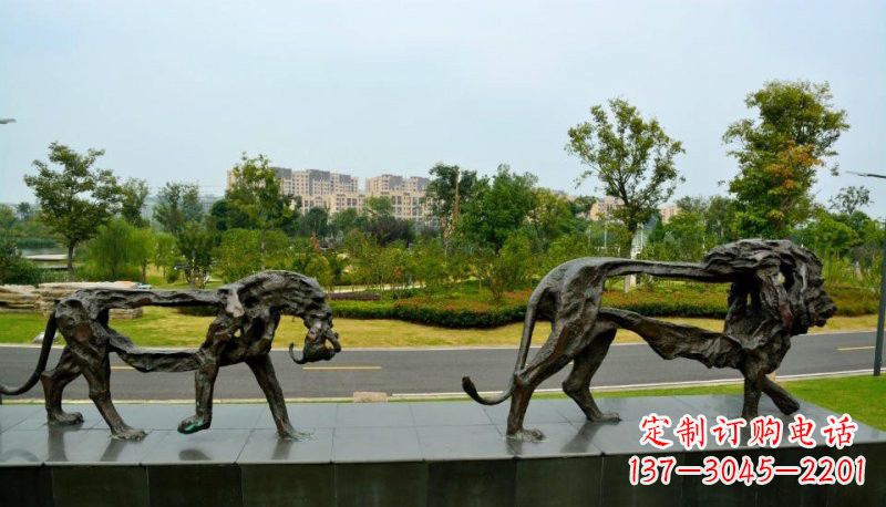 无锡公园动物抽象狮子铜雕
