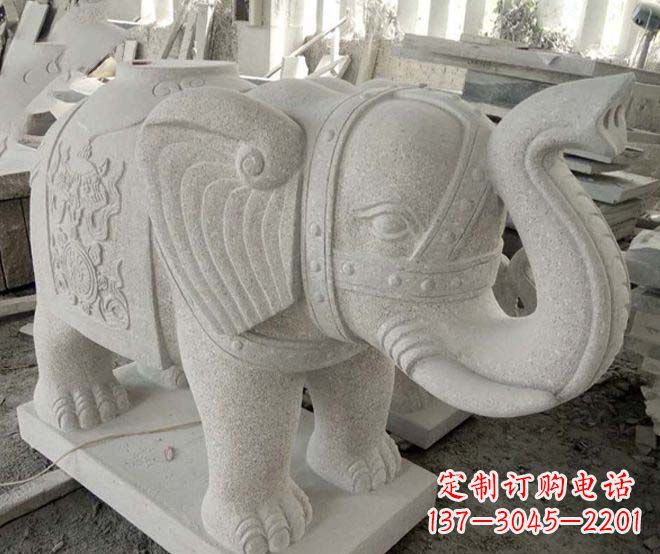 无锡公园动物大理石大象石雕 (3)