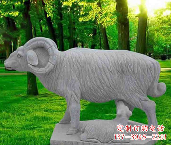无锡中领雕塑精美大理石母子羊石雕