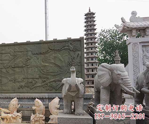 无锡公园动物大象石雕 (2)