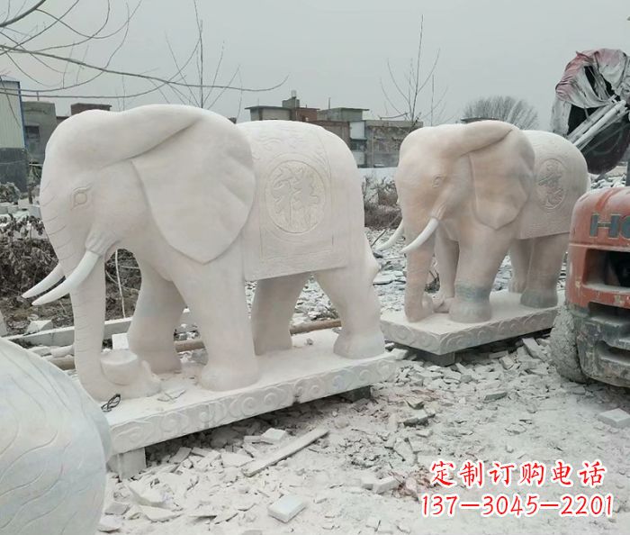 无锡公园动物大象石雕 (5)