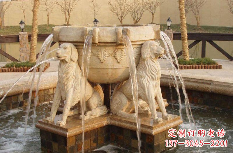 无锡公园动物狗喷泉石雕