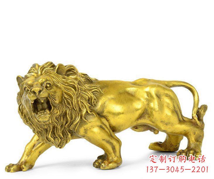 无锡公园动物黄铜鎏金狮子铜雕塑
