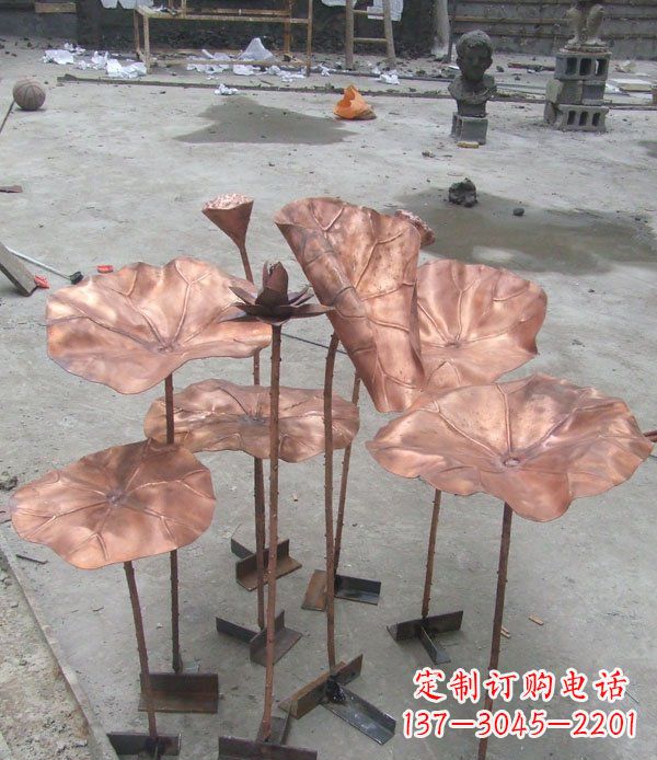 无锡中领雕塑荷花锻铜雕塑