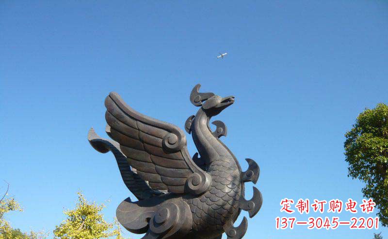 无锡公园凤凰景观铜雕