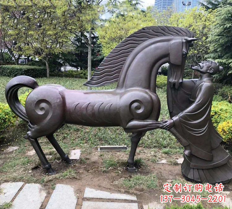 无锡公园古代名人伯乐相马铜雕