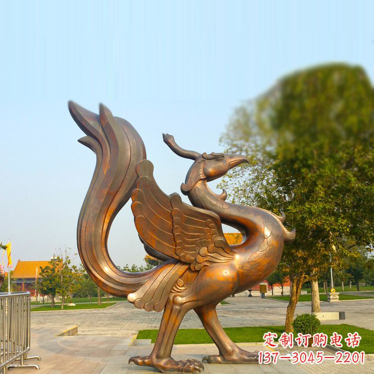 无锡纯铜铸造的四灵之朱雀雕塑