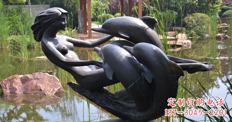 无锡唯美风格海豚铜雕