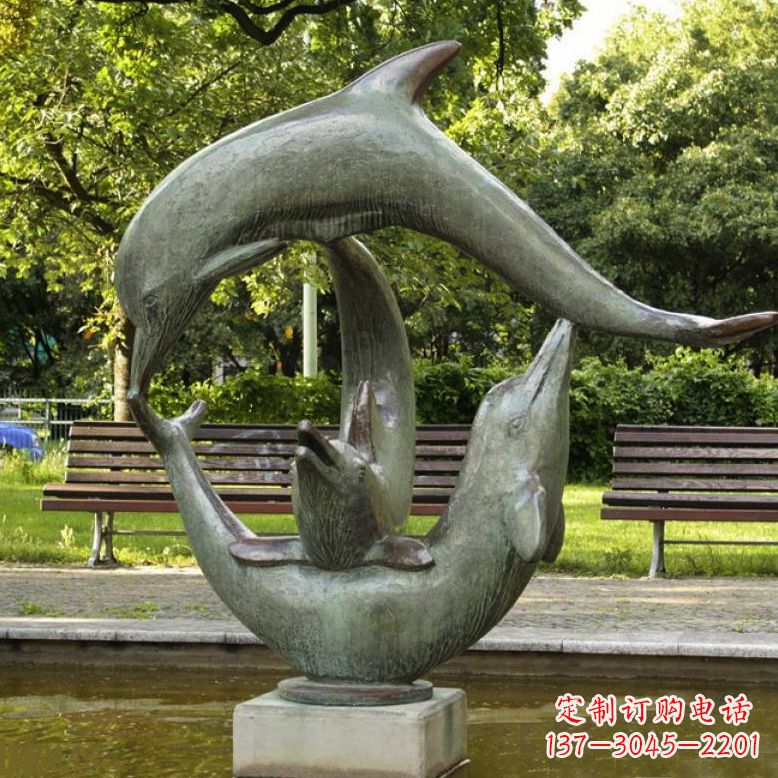 无锡风格精美的海豚铜雕喷泉