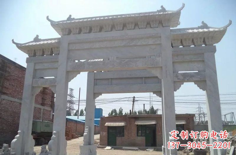 无锡牌坊石雕 – 三门牌坊石雕,极具风格的艺术品